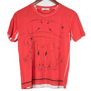 Prada Size 40 Red Zodiac Graphic Cotton Tee Shirt